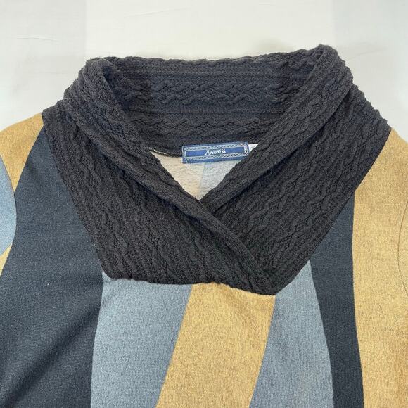 Highness Cowl Neck Tunic Sweater Abstract Print Beige Black Grey Women's L/XL - Picture 3 of 7